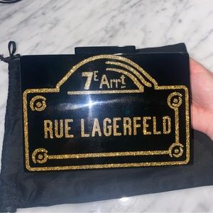 Karl Lagerfeld Black Acrylic clutch with gold tone hardware